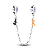 Nueva Cadena De Seguridad Platinada En Plata Con Encantos De Gato Rosa Luna Y Estrella De Silicona Para Pulseras Y Collares DIY Colorido - details 30