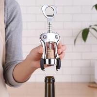 Abrepuertas De Acero Inoxidable 1pc Con Aleación De Zinc Multifuncional Premium Para Botellas De Vino Con Wing Corkscrew - details 1