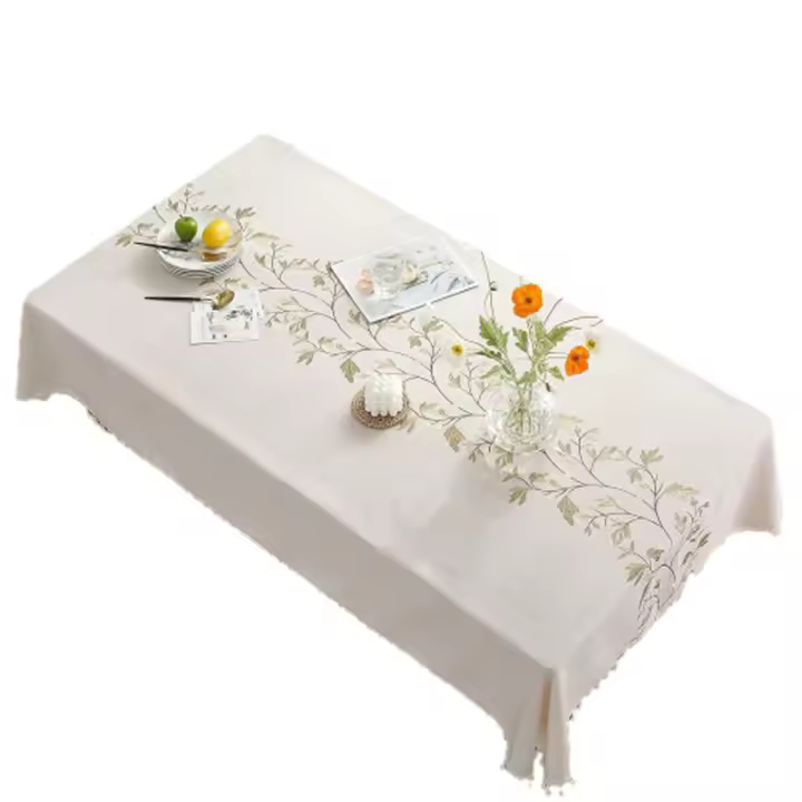 Mantel Antiguo, Mantel de Lino y Algodón para Cocina de Granja, Se adorta A 4 A 6 asientos, Beige, Hoja de café - 1