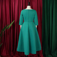 Vestido Elegante Para Mujer 2024 Moderno Cuello Redondo Tres Cuartos Ajustado a La Cadera A-Line Midi Fiesta Cumpleaños Cena Boda - details 21