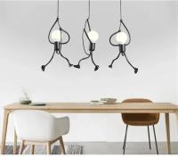 Lámpara Colgante Moderna Little Iron Man Para Sala De Estar Dormitorio Restaurante Café Iluminación Metal E27 Fuente De Alimentación DC - details 10