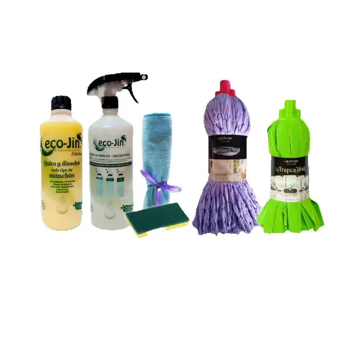 PACK 6 Limpieza ECO JIN + DIFUSOR + FREGONAS OPTIMUS Y TRAPEADORA + BAYETA MICROFIBRA + EST.ESPONJA - Laboncler - 1