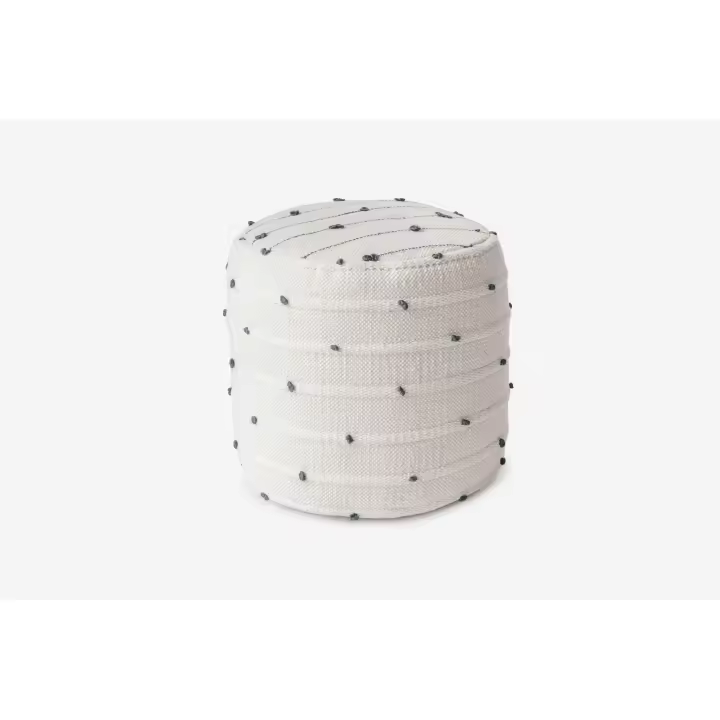 Linea Paralela  -  PUF ALGODÓN BLANCO PUNTOS AZULES Ø45X42CM - 1