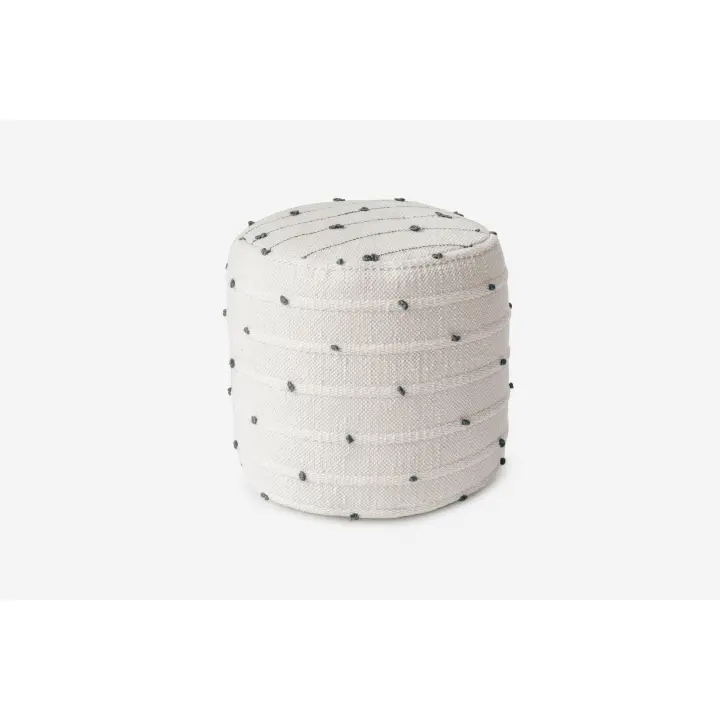 Linea Paralela  -  PUF ALGODÓN BLANCO PUNTOS AZULES Ø45X42CM - 1