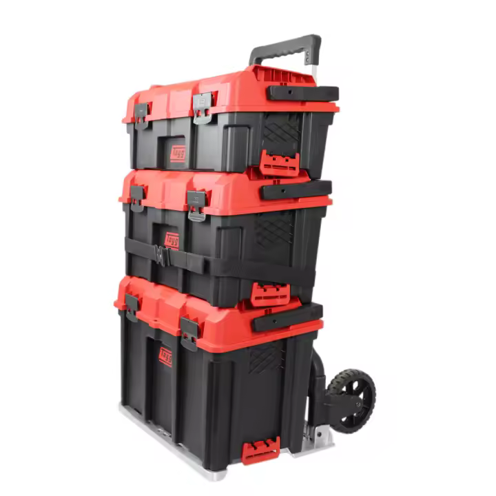 COFRE MODULAR APILABLE PRO TAYG, 3 cofres apilables, con asa y 2 ruedas - 1