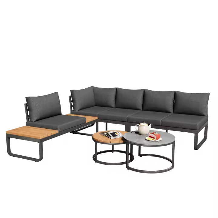 Conjunto de muebles de Jardín (4-5 alojamientos), 2 mesas de café apilables, Marco de Hierro galvanizado, muebles de Jardín, incluidos - 1