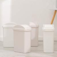 Papelera con Tapa Basculante, Cubo de Basura 15Litros, Papelera para Baño, Oficina, Cocina, Cubo Basura Tamaño  28,5 x 22,5 x 47 cm color blanco - details 3