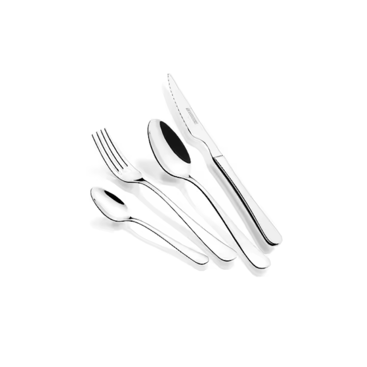 Monix Inglés set - Juego 24 cubiertos con cuchillos chuleteros en acero inoxidable y acabado pulido brillante. Espesor de 3 mm - 1