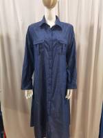 Vestido De Denim Vintage De Verano 2024 Para Mujer Estilo Callejero Elegante Con Bolsillos Y Cuello Volteado De Medio Tamaño - details 12