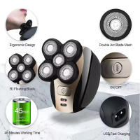 Afeitadora Eléctrica Recargable Portátil 5 En 1 Para Rostro Hombre Cuchilla Doble Borde Impermeable Máquina De Afeitar - details 2