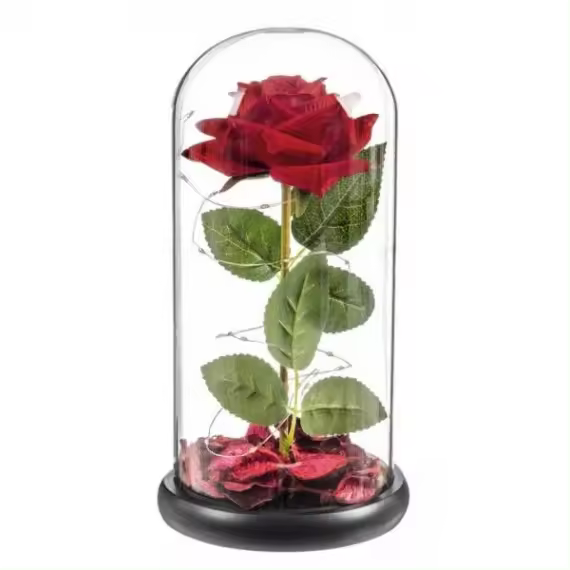 ROSA ETERNA EN CUPULA CON LED 25 CMS - 1
