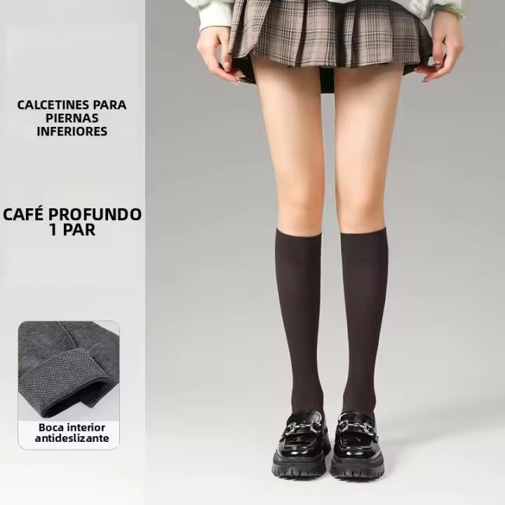 Calcetines De Pressión Para Pies Y Piernas Kave 45-63cm Estilo Japonés Invierno Calcetines Largos De Rodilla Ribbed Para Mujer - 1