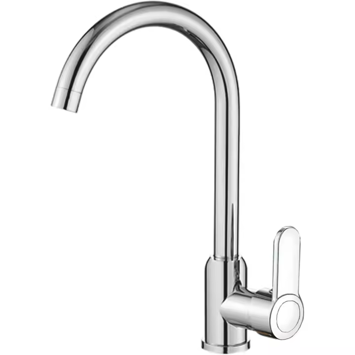 BIT Grifo de cocina plateado, latón cromado, monomando para fregadero de cocina, conector universal, caño giratorio de 3601/2 - 1