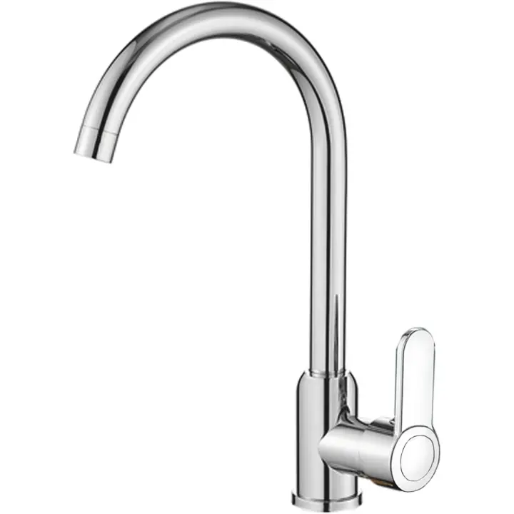 BIT Grifo de cocina plateado, latón cromado, monomando para fregadero de cocina, conector universal, caño giratorio de 3601/2 - 1