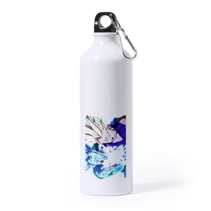 BIDON GRANDE 800 ML ACERO INOXIDABLE dragon ball z songoanda gohan ssj 2 deporte deportivo con mosqueton botella goku vegeta bola - 1