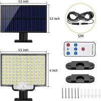1PC Luz Solar Exterior Impermeable Con Sensor De Movimiento Y Control Remoto 3 Modos 192 LED Para Patio Garage Jardín - details 6