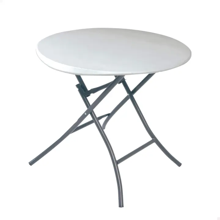 Mesa auxiliar plegable redonda blanco Lifetime Ø84 x 74 cm - 1
