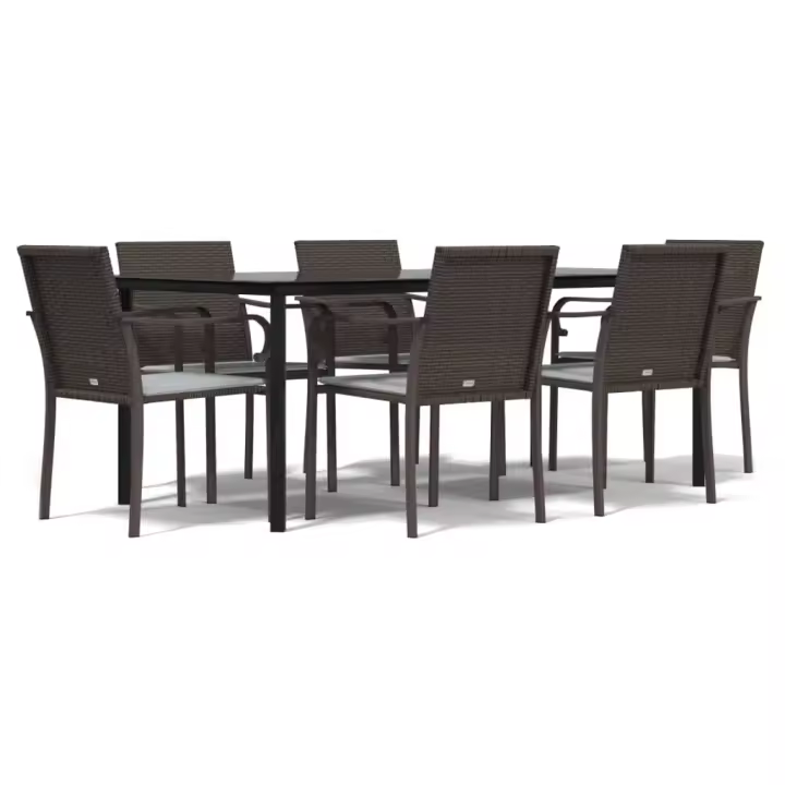 vidaXL Juego comedor jardín 7 piezas y cojines ratán sintético y acero - 1