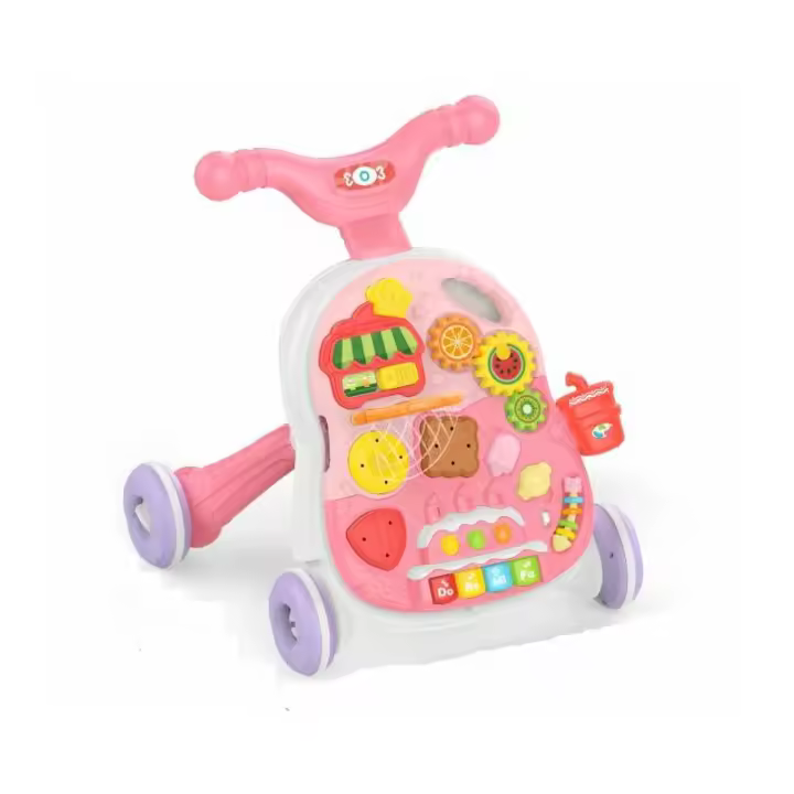MESA ACTIVIDADES Y ANDADOR BEBE 2 EN 1 ROSA DE PANRITOS - 1