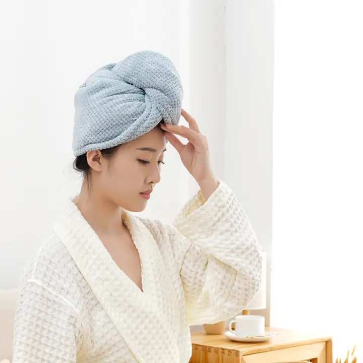 Gorro para secador de pelo de vellón coral súper suave, absorbente y de secado rápido, ligero y transpirable, toalla de estilo japonés - 1