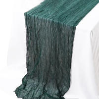 1pc Corredor De Mesa Profundo Verde Gauze Cheesecloth Pleated Balinese Para Decoraciones De Boda Y Showers De Novia - details 3