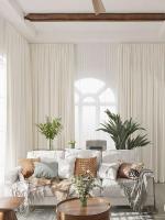 Cortinas De Veludo Beige Modernas Y Sencillas Para Sala De Estar Y Dormitorio 1PC Translúcidas De Poliéster 100% Sin Doble Capa Ni Acolchado - details 0