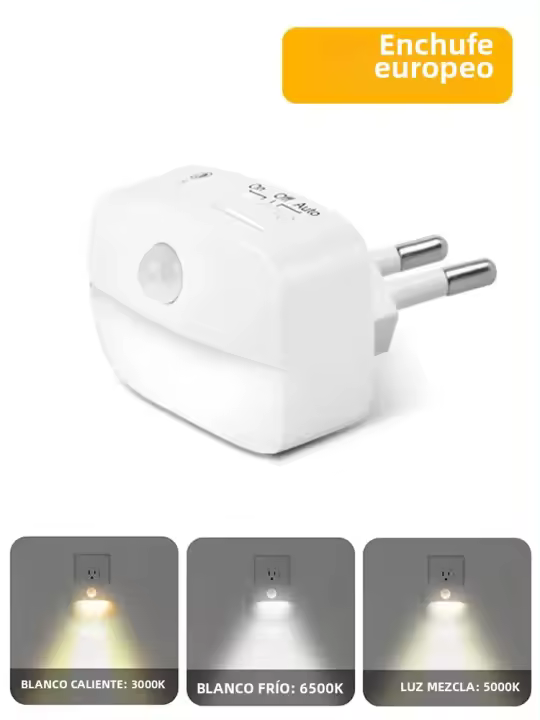 Lámpara Nocturna LED De 3 Colores Con Sensor De Movimiento EU US Plug in PIR Inducción Infrarroja Para Dormitorio Pasillo Escaleras Cocina - 1