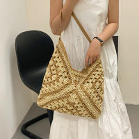 Bolso de hombro tejido de paja para mujerbolso de mano de tamaño mediano con asa para vacaciones en la playaPopular - details 11