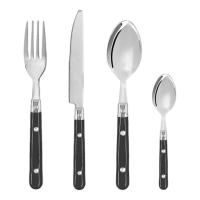 Set de 24 Cubiertos con Cubertero - Acero Inoxidable con Mangos de Polipropileno - Incluye Tenedores, Cuchillos, Cucharas y Cucharillas - Disponible en Rojo, Negro y Gris. 5Five - details 5