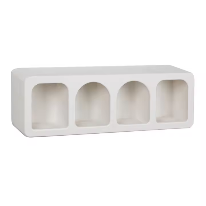 CAPRILO REGALOS & DECORACIÓN Adorno Pared Decorativo Blanco "Estanteria 4 Huecos". Cuadros y Apliques. Muebles Auxiliares. Decoración Hogar Marina. Regalos Originales. 60 x 15 x 20 cm - 1