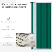 Outsunny Caseta de Jardín 1,07 m² 142x84x189 cm Cobertizo Exterior de Acero Galvanizado con Puerta Cerradura y Orificios de Drenaje para Almacenamiento de Herramientas - details 4