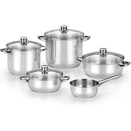 Pack Batería de Cocina Monix Optima2 MA50001/ Cazo Ø16cm/ Ollas Ø20 - 24cm/ Cacerolas Ø20 - 24cm/ Acero Inoxidable/ Apta para In - 1