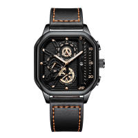 Reloj De Lujo Para Hombre Con Pantalla Grande Y Correa De Cuero PU Reloj Deportivo Casual Cuadrado Movimiento De Cuarzo - details 6