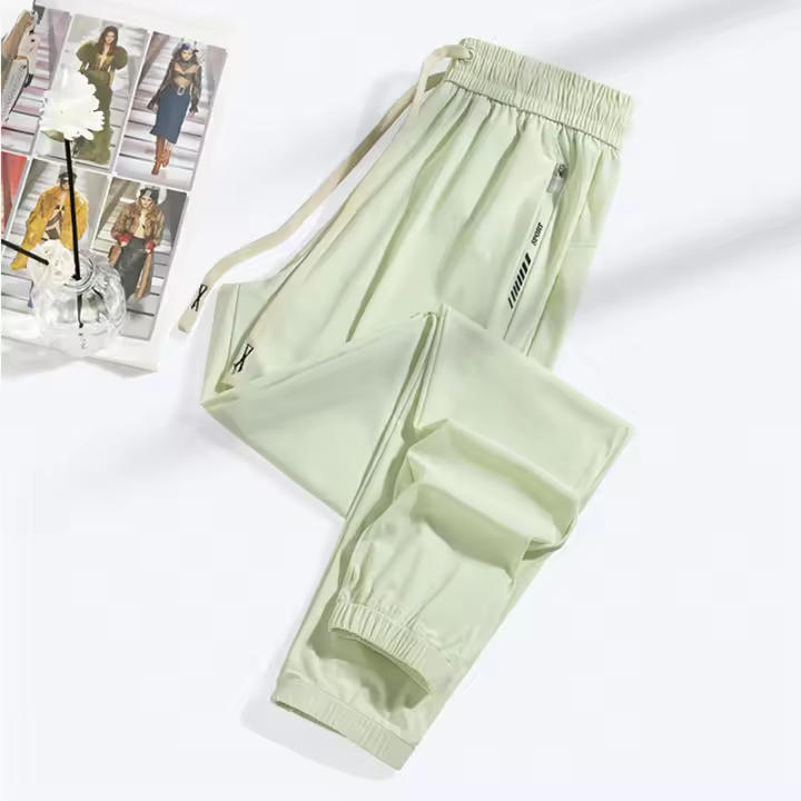 Pantalones Elásticos De Seda Para Hombre Y Mujer Nuevo Verano Estilo Delgado Casual Deportivo Comodidad Pierna Recta Trenzados - 1