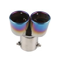 Puntas De Escape De Acero Inoxidable Para Coche Universal Modelo Doble Con Tubo De Eje Azul Accesorios De Muffler - details 1