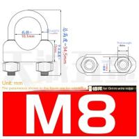 10 PCS Clip De Cable De Acero Inoxidable Plateado U-Bolt Tipo M2 M3 M4 M5 M6 M8 M10 M12 Para Hogar Y Herramientas De Trabajo - details 6