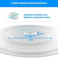 Plato Giratorio de Microondas compatible con Edesa, Bluesky, Fagor, Sanyo y Sharp I Diámetro Exterior 27cm I Diámetro de Sujección 23cm I Incluye 3 Pestañas Antideslizantes I Anakel Home - details 1