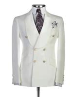 Chaqueta De Smoking Blanco Para Hombre Cierre Doble Con Borla Ajustada Para Fiesta De Promoción Boda Negocios Traje - details 2