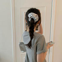 Cinturones De Pelo Oversized De Seda Para Mujer Plata Coreana Elásticos De Chiffon Scrunchies Accesorio De Cabello Y2K - details 1