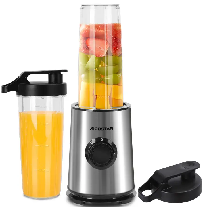 Batidora de Vaso - Licuadoras Para Zumos y Batidos con Botella 2 x 800ml. Batidora Portatil 600W. Batidora Smoothie Para Frutas, Verduras y Milkshake. Acero Inoxidable. Sin de BPA. - 1