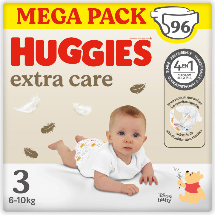 Huggies Extra Care Pañales Bebé MEGA Pack - Tallas 1 a 5