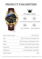 Reloj De Pulsera Para Hombre OLEVS 2872 Cronógrafo Resistente Al Agua Con Correa De Cuero Luminoso Y Manos Luminosas Reloj De Cuarzo Deportivo De Lujo - details 20