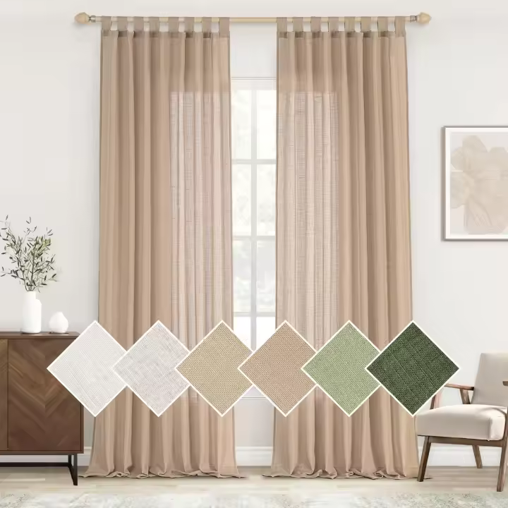 Cortinas Cortas de Lino Visillo Translúcido Cortinas Dormitorio Modernas Decorativas para Ventana Salón Habitación 2 Piezas 140x145cm Blanco Blanqueado - 1