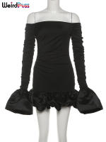 Vestido Bodycon Mini Elegante Para Mujer Con Manga Acolchada Y Cuello Abierto Atrás Sin Costuras Vestido De Noche Sexy Con Acolchado Y Cintura Natural - details 2
