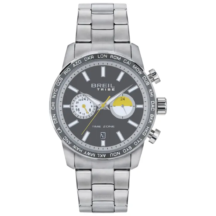 Reloj BREIL MEN'S ZONE exfera MONOCHROMÁTICA GRIS movimiento MULTI-FUNCIÓN CUARZO y PULSERA DE ACERO PLATEADO EW0566 - 1