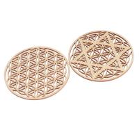1PC Flor De La Vida Chakra Madera Redonda Borde Carved Coaster Para Conjunto De Piedras Y Cristales Decoración De Casa Y Cocina DIY - details 5