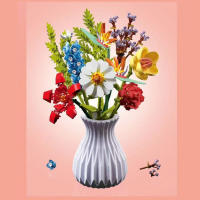 Bloques De Construcción De Bouquet De Flores Eterna Rosa Y Girasol Modelo De Planta Con Vaso Juguete DIY Para Niños Regalos Creativos Decoraciones De Escritorio - details 26