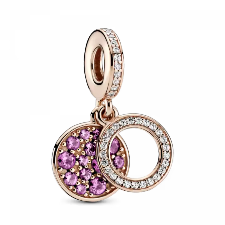 Charm colgante Pandora Disco Rosa 789186C02 mujer Rosé - 1