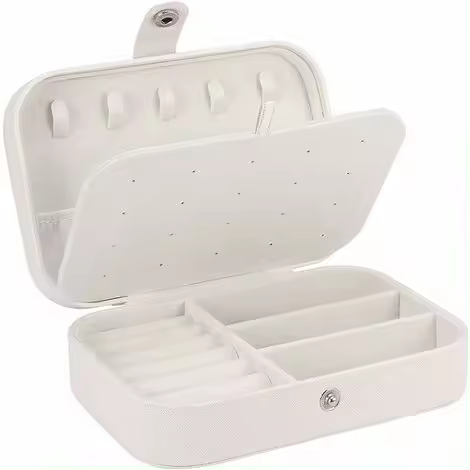 Joyero para Niños, joyero de almacenamiento, joyero Pequeño, joyero de viaje pequeño (Blanco) - 1