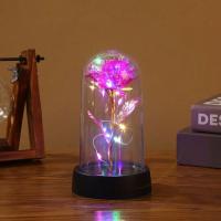 Regalo De San Valentín Para Novia Rosa Etérea Con Luz LED Flor De Foil Cubierta De Vidrio Favoritos De Boda Para Madre Damas De Honor - details 2